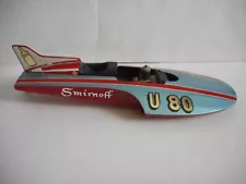 Vintage 1966 - '69 Miss Smirnoff U-80 Gas Powered Hydroplane Boat 17" HTF VG