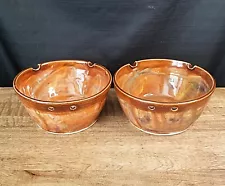 Japanese Handmade Ceramic Noodle Bowls. Set of 2 bowls with chopstick holes.