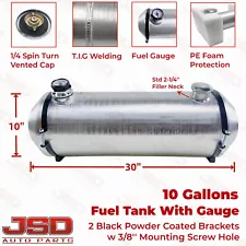 Fuel Tank With Gauge 10''x30'' 10 Gallon End Fill Spun Aluminum 1/4 NPT Gas Tank