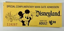 Vintage Ticket Disneyland Special Complimentary Main Gate Admissions - Unused