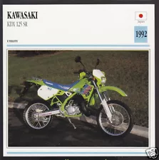 1992 Kawasaki KDX 125cc SR (124cc) Japan Bike Motorcycle Photo Spec Info Card