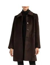NWT SOFIA CASHMERE Brown Cocoon Fold-Over Wool/Alpaca Blend Bouclé Coat 10/1,400