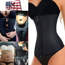 Corset Body Shaper Latex Rubber Waist Trainer Underbust Zipper Slimming Cincher!