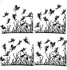 32 FAIRY /FAIRIES PLAYING IN GRASS SILHOUETTE DIE CUT /CUTS (GOLD OR BLACK)