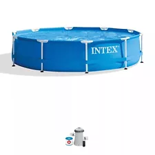 ntex 28201EH 10' x 30" Metal Frame Round Above Ground Pool with Pump (Used)