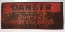 2 SIDED HEAVY STEEL SIGN“ Danger O’briens Guard Dogs Service” Rancho Cordova Ca.