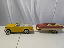 Tonka - Pressed Steel Truck - Jeepster Runabout with Boat and Trailer - 1960s