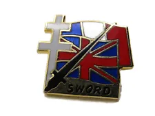 New ListingUnion Jack & Flag Of France Sword Lettered Pin Gold Tone