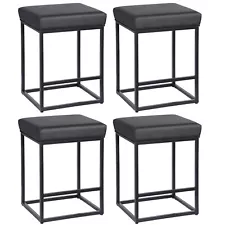 4 Set of Bar Stools for Kitchen Counter Backless Faux Leather Seat Island Chairs