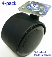 Oajen 2" soft wheel caster hardwood floor use, with 1.5" plate, set of 4