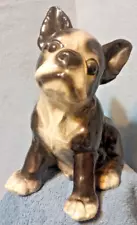 Boston Terrier Dog Ceramic Figurine 7 3/4" Gold Foil Florida Souvenir Sticker