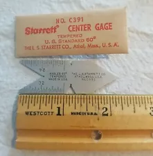 Vintage L.S. Starrett Center Gage Machinist Tool No. 391 New Old stock