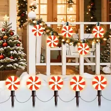 Christmas Lollipop Pathway Lights for Garden Christmas Decoration Red and Whi...