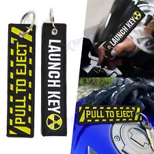 2Pcs Pull to Eject & Launch Key Keychain Tag with Key Ring For Motorscycles Cars