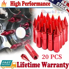 Red Spike Lug Nuts 12X1.5 Cap Extended Tuner Aluminum Racing Wheels Rims 20PCS