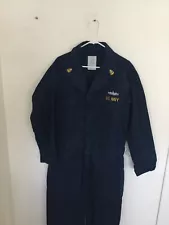 US Navy Blue Ships Coveralls Size 48 Regular With Patches CPO