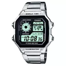 Casio Watch Digital World Time Illuminator Silver AE-1200WHD-1AVDF