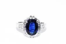 $15,000 PLATINUM 3.19CT GIA CERTIFIED NATURAL NO HEAT SAPPHIRE & DIAMOND RING