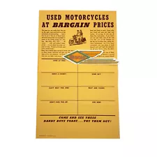 New ListingNOS ORIGINAL HARLEY 1951 USED MOTORCYCLE BARGIN SHEET - PANHEAD, KNUCKLEHEAD