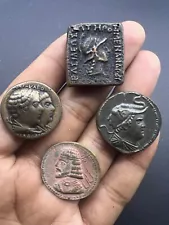 Sale Lot Of 4 Pics Old Different Roman Greek Bactrian Bronze Ancient Coins