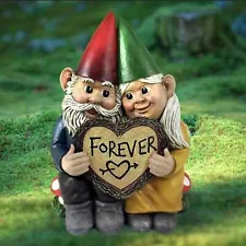 Gnome Couple Statue Dwarf Garden Gnome Decoration for Yard Desk Ornament Decor