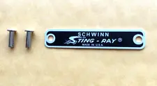 Schwinn Sting Ray Krate Seat Tag with 2 rivets Genuine Schwinn metal USA NOS