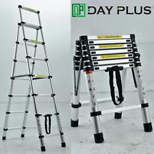 2m /2.3m Aluminum Telescoping Collapsible Roof Climbing Ladder Loft Workshop DIY