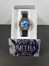 Bertha Georgiana Mother-Of-Pearl Leather-Band Watch - Rose Gold/Black