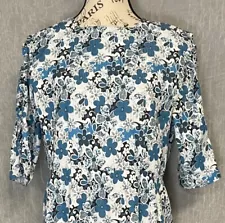 Amish Mennonite Women’s Cape Dress Handmade Modest Teal Black Floral B40