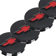 Set of 4 Wheel Rim Center Hub Caps Black Red For Silverado 1500 Suburban Tahoe