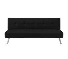 Serta Black Modern Futon, Sofa Bed, Three Ways