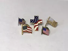 Vintage American Flag Lapel Pins USA Patriotic Pin Pinback Lot Of 5 ~F5~