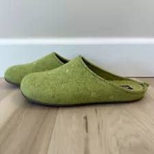 Haflinger womens wool slipper Mule Clog 36 Green US Size 5