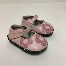 Pediped Baby Girl Crib Shoes Pink Flowers Size 0-6 Months Leather Pre-Owned