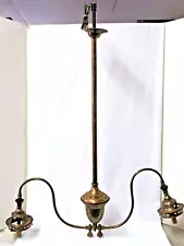 ANTIQUE BRASS 2 ARM HANGING GAS LIGHT GASOLIER FIXTURE