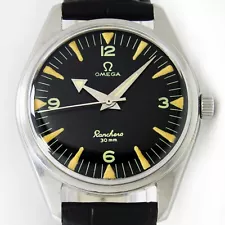 1961s Omega Ranchero Black Dial Winding Mens Vintage Steel Watch 2996 61 SC