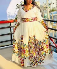 Colorful Vibrant Habesha Dress Exquisite Ethiopian Dress