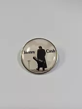 Johnny Cash Souvenir Lapel Pin The Man in Black w/ Guitar Case Walking Away