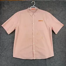 Whataburger Shirt Men XL Orange Striped Short Sleeve Button Up Oxford Workwear