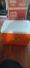 VINTAGE THERMOS 37 QUART MODEL #7719 ORANGE RUSTPROOF ICE COOLER NEW OPEN BOX