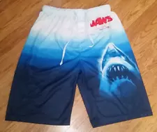 Jaws Swim Shorts (L) Blue Colors, Elastic Waist w/ Drawstring, Lightweight Mesh