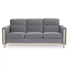 Modern Faux Leather Sofa Upholstered Couch with Rubber Wood Legs for Living Room