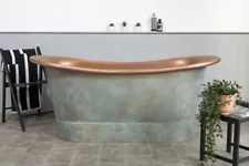 Antique Hammered Copper Bathtub Aged Green Patina- "FREE DELIVERY"