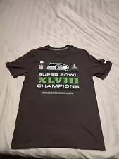 Nike Seattle Seahawks Super Bowl Champions T shirt Mens Medium Gray Regular Fit