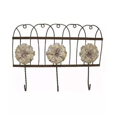 New Twisted Wire French Provincial Painted Metal Flower Wall Mount Hang Hook Set