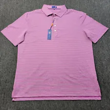 Stitch Polo Shirt Mens XL Pink Striped Short Sleeve Performance Stretch Golf