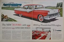 1956 Ford Thunderbird Y-8 Fairlane Victoria Red And White Car.