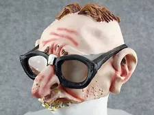 Vintage Nerd Halloween Mask Geek Face Rubber Pimples Runny Nose Braces Glasses