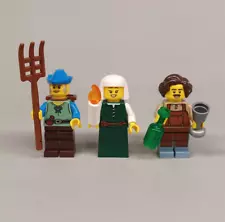 Lot of 3 New LEGO Medieval Villager Minifigures - From 10305 Castle Set