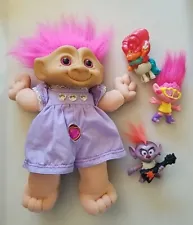 1998 Galoob Treasure Troll 11" Tall & 3 Small Figurines, Lot of 4